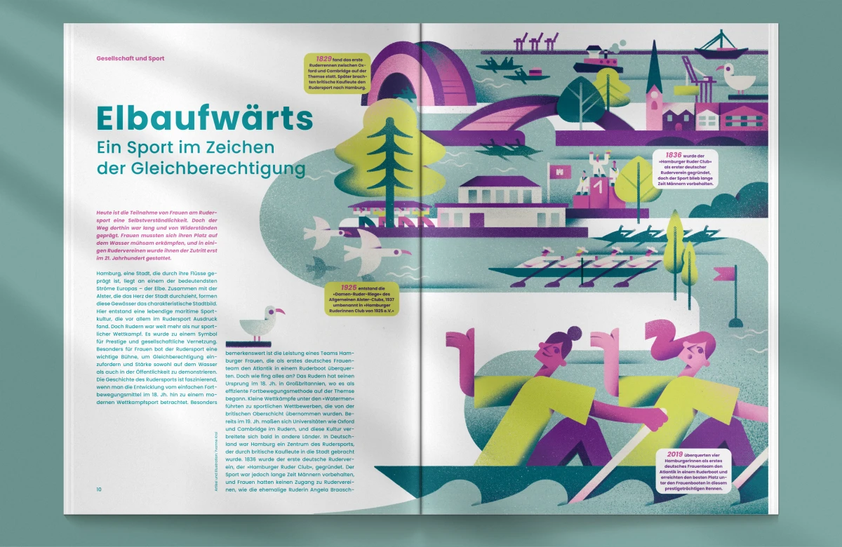 Yvonne Alon &ndash; Illustration zu Hamburger Ruderinnen