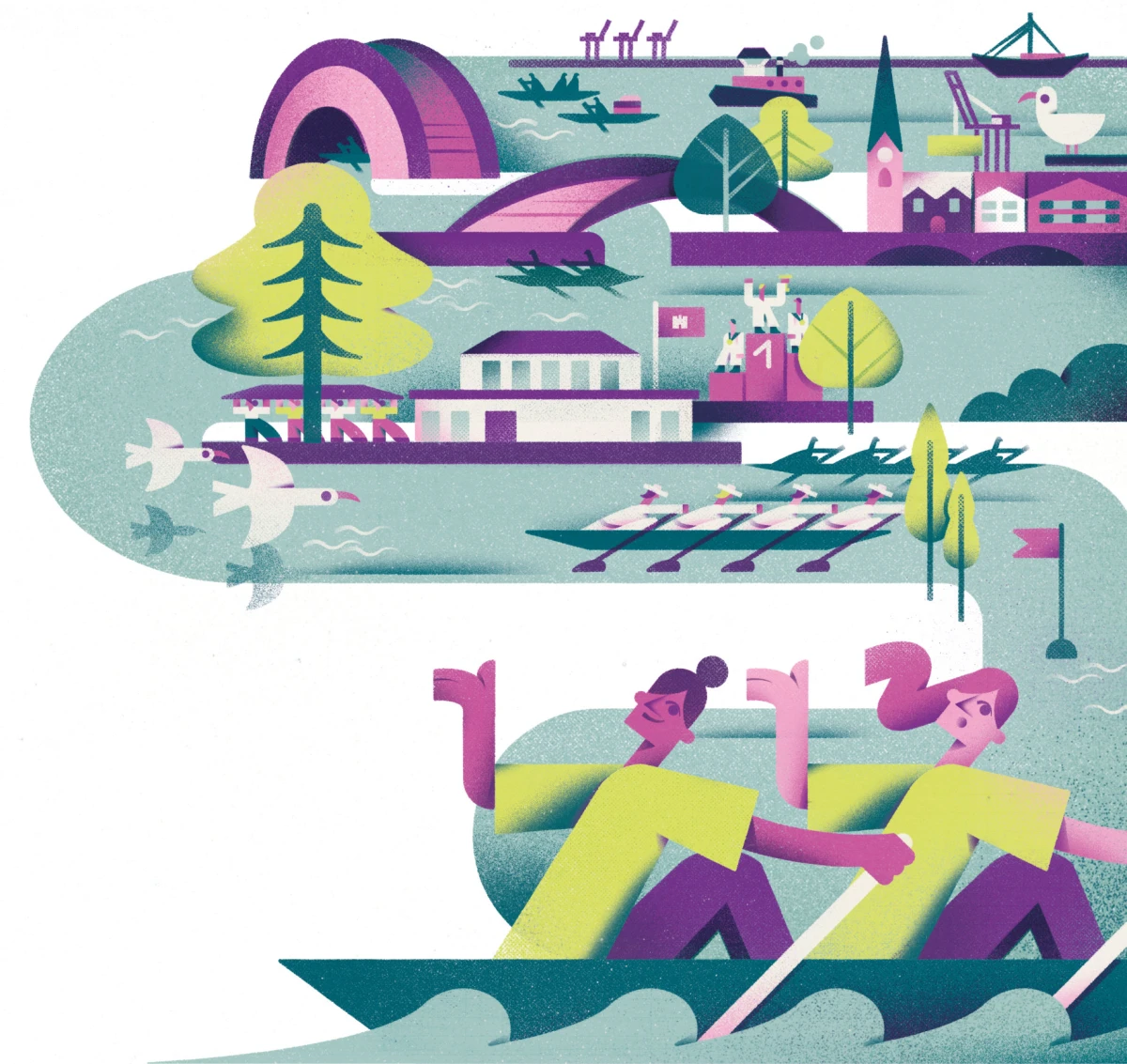 Yvonne Alon &ndash; Illustration zu Hamburger Ruderinnen
