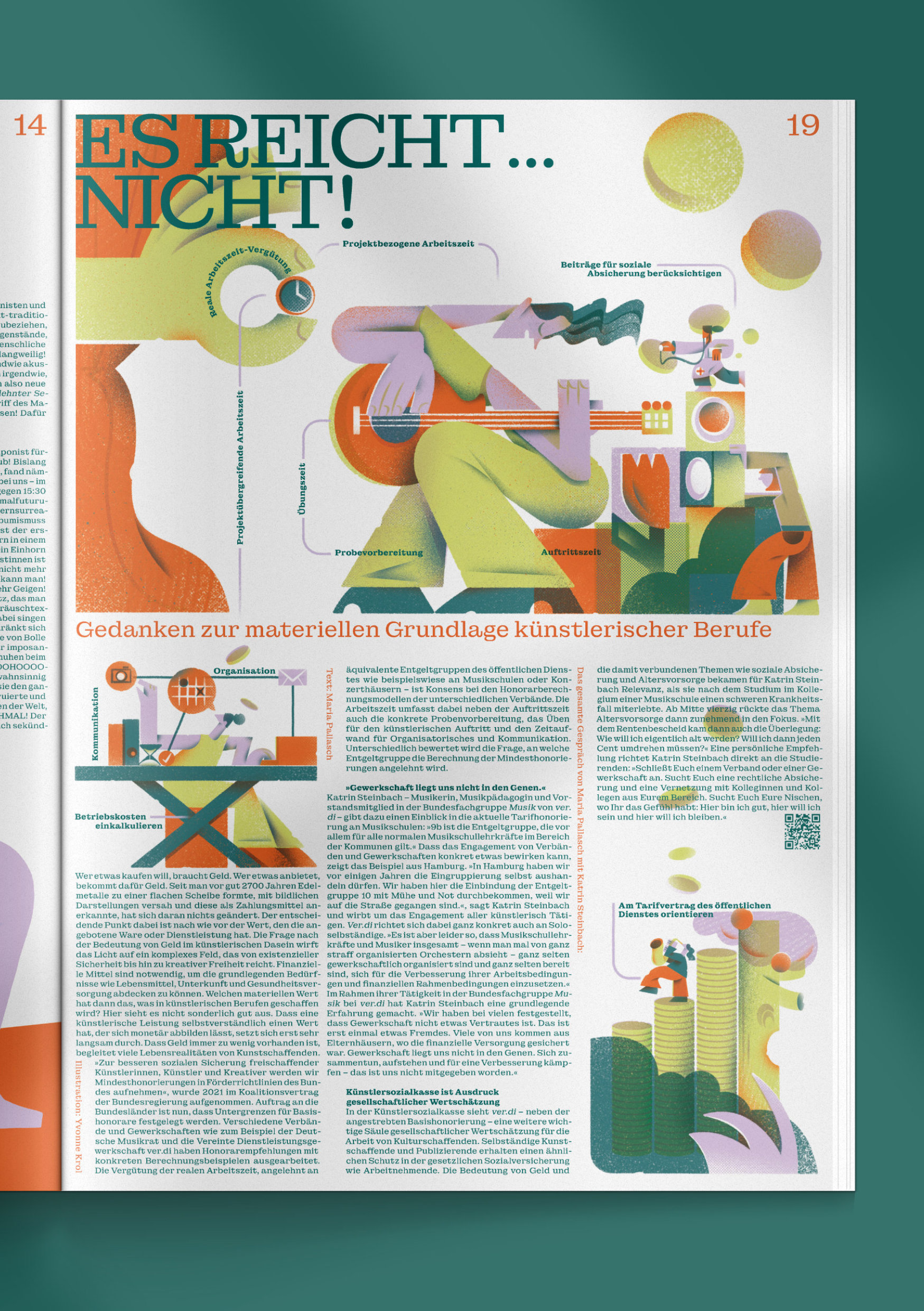 Yvonne Alon – Artikelillustration für das Magazin „Zwölf“ der HfMT Hamburg