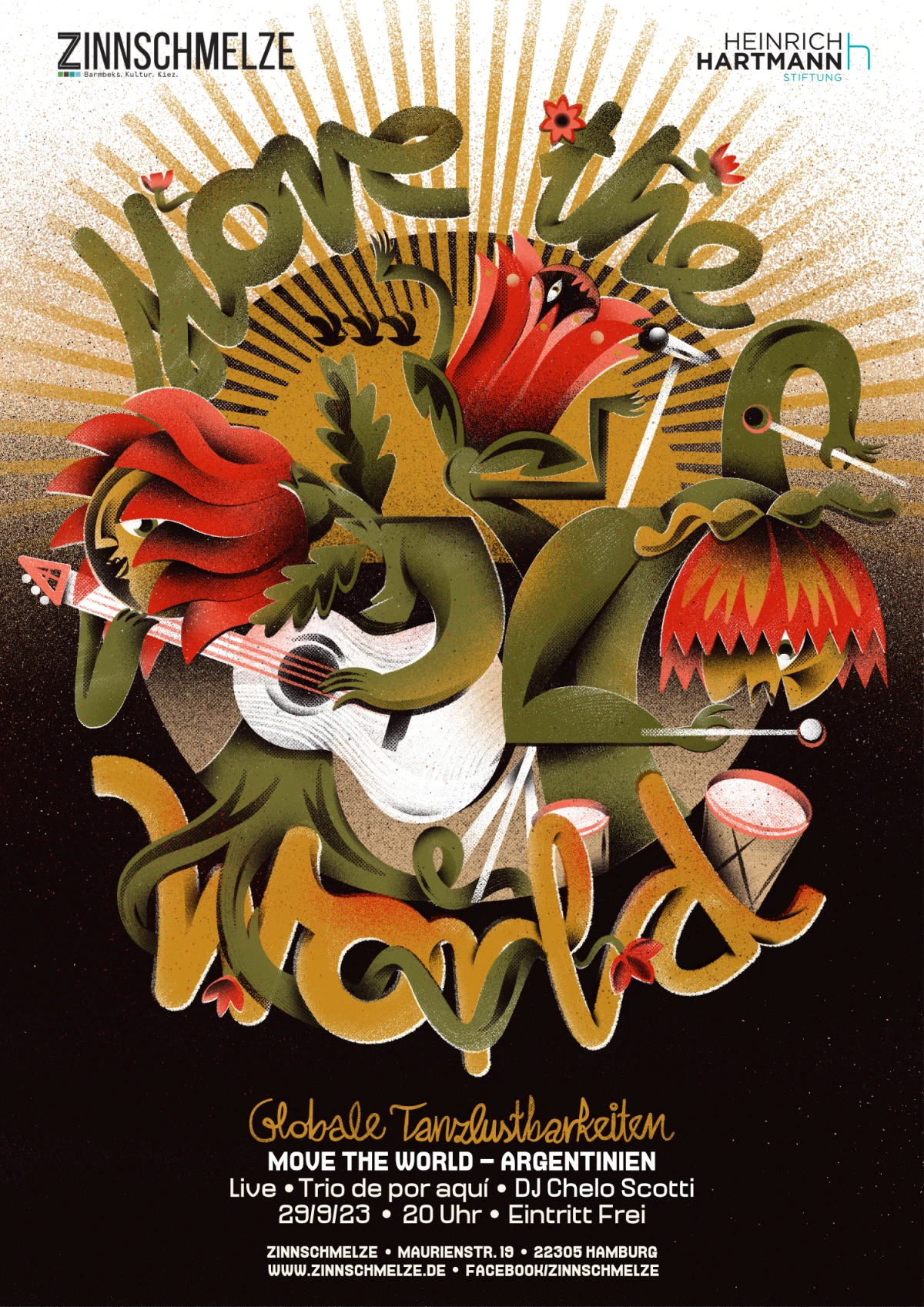 Yvonne Alon &ndash; Plakatillustration f&uuml;r Musikveranstaltung Move the World